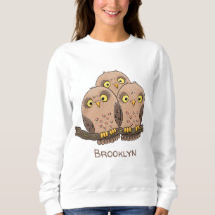 Cute baby owl trio cartoon illustratie trui