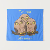 Cute baby owl trio cartoon illustratie