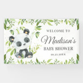 Cute Baby Panda Beer Greenery Bamboo Backdrop Spandoek (Horizontaal)