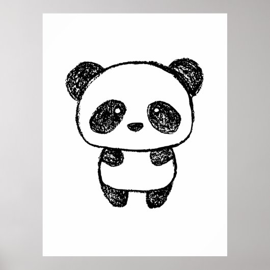 Cute Baby Panda, getekend in Charcoal - Amanda Roo Poster (Voorkant)