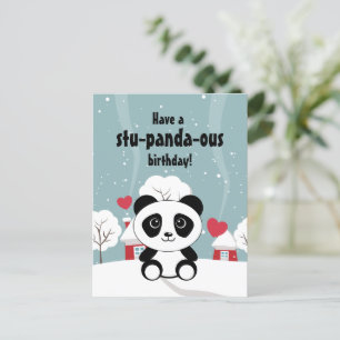 Cute Baby panda in Winter Sneeuwgrijs Briefkaart