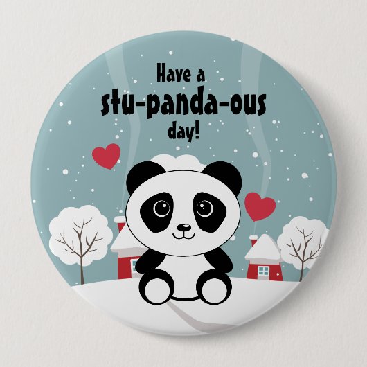 Cute Baby panda in Winter Sneeuwgrijs Ronde Button 4,0 Cm (Voorkant)