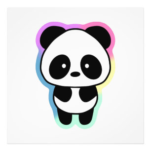 Cute Baby Panda - Regenboogkleuren Foto Afdruk