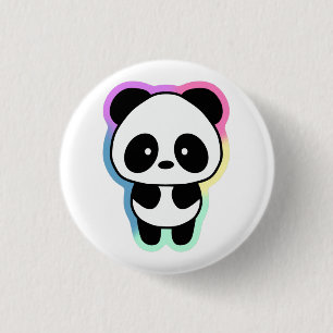 Cute Baby Panda - Regenboogkleuren Ronde Button 3,2 Cm