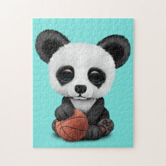 Cute Baby panda speelt met Basketball Legpuzzel