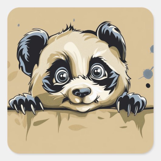 Cute baby panda vierkante sticker (Voorkant)