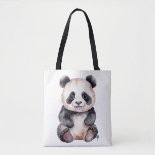 Cute baby panda waterverf draagtas