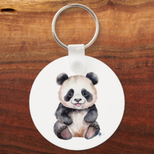 Cute baby panda waterverf sleutelhanger