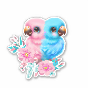 Cute Baby Parrot Twins Sticker