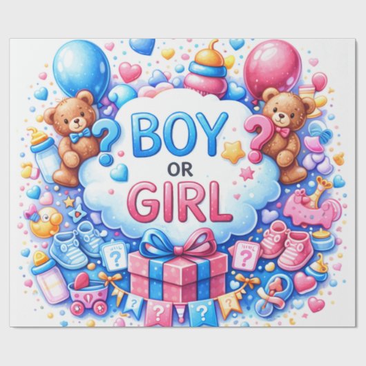 Cute Baby Pattern Wrapping Paper Cadeaupapier (Vlak)