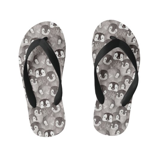 Cute Baby Penguin Waterverf Kinder Teenslippers (Voetbed)