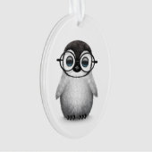 Cute Baby Penguin Wearing Eye Glasses on White Ornament (voorkant)