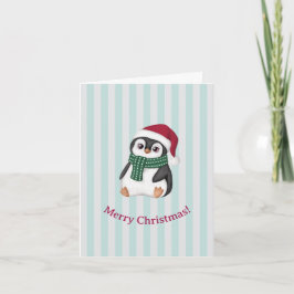 Cute Baby Penguin Wearing Santa Hat Christmas Feestdagen Kaart
