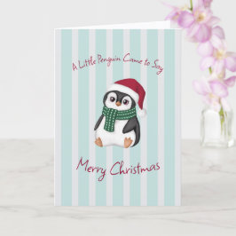 Cute Baby Penguin Wearing Santa Hat Christmas Kaart
