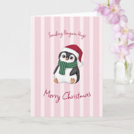 Cute Baby Penguin Wearing Santa Hat Christmas Kaart