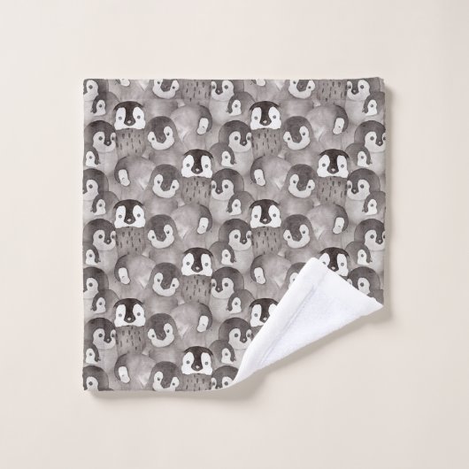 Cute Baby Penguins Pattern Bad Handdoek (Wasdoekje)