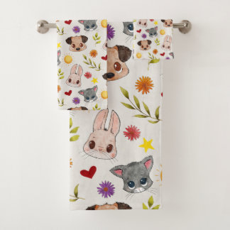 Cute Baby Pets Animal Bath Towel Set