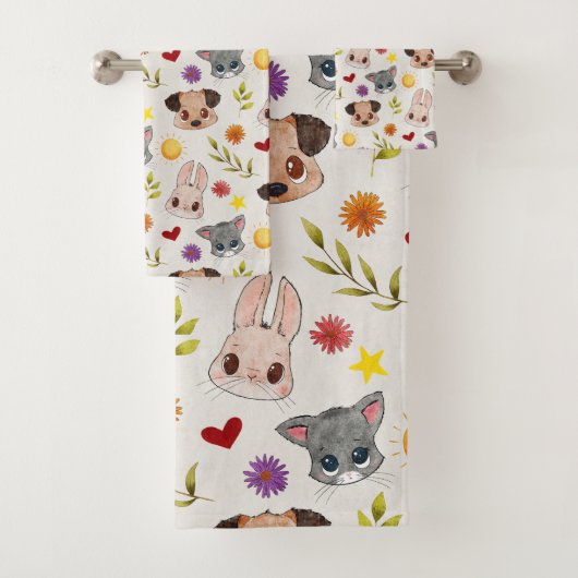 Cute Baby Pets Animal Bath Towel Set (En situation)