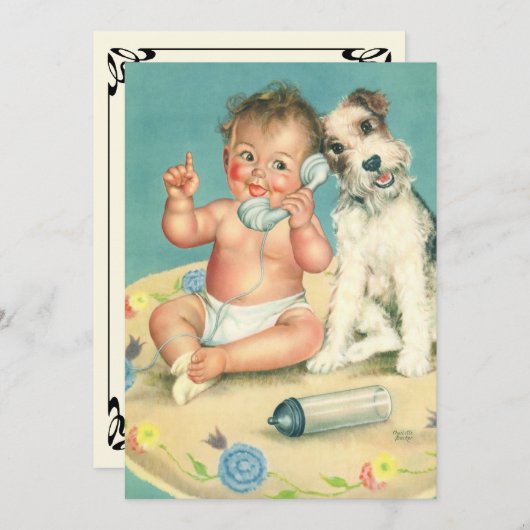 Cute Baby Phone Puppy Dog Baby shower Kaart (Voorkant / Achterkant)