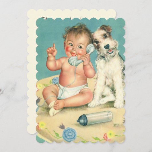 Cute Baby Phone Puppy Dog Baby shower Kaart (Voorkant / Achterkant)