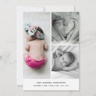 Cute Baby Photo Birth Announcement Elegant Aankondiging