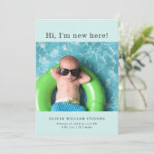 Cute Baby Photo Birth Notice Aankondiging (Staand voorkant)