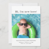 Cute Baby Photo Birth Notice Aankondiging (Voorkant)