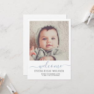 Cute Baby Photo Script Welcome Birth Notice