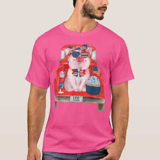 Cute Baby Pig Boerderij Truck Patriotic, 4 juli ve T-shirt