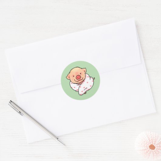 Cute Baby Pig Wrapped in Blanket Ronde Sticker (Envelop)