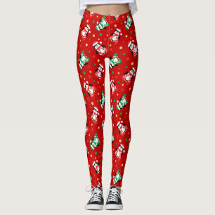 Cute Baby pinguins met kerst of skivakantie Red Leggings