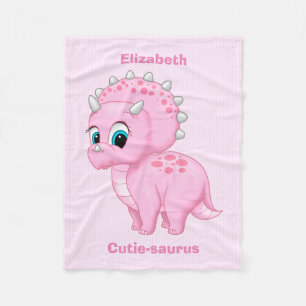 Cute Baby Pink Triceratops Dinosaur Fleece Deken
