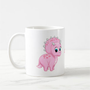 Cute Baby Pink Triceratops Dinosaur Koffiemok