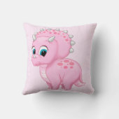 Cute Baby Pink Triceratops Dinosaur Kussen (Achterkant)