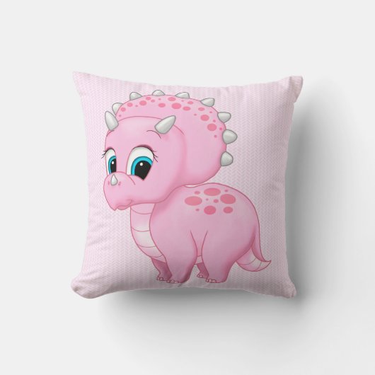 Cute Baby Pink Triceratops Dinosaur Kussen (Voorkant)
