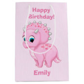 Cute Baby Pink Triceratops Dinosaur Medium Cadeauzakje (Voorkant)
