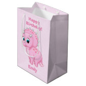 Cute Baby Pink Triceratops Dinosaur Medium Cadeauzakje (Achterkant Gekanteld)