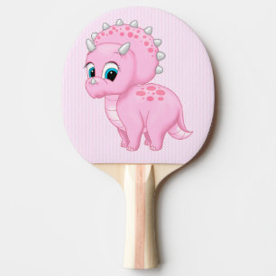 Cute Baby Pink Triceratops Dinosaur Tafeltennisbatje
