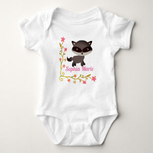 Cute Baby Raccoon met bloemen Romper