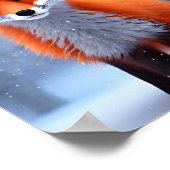 Cute Baby Red Fox in de sneeuw Poster (Hoek)