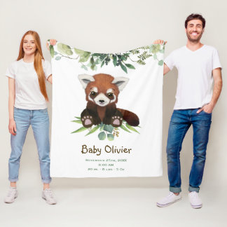 Cute Baby Red Panda Beer Eucalyptus Persoonlijk Fleece Deken