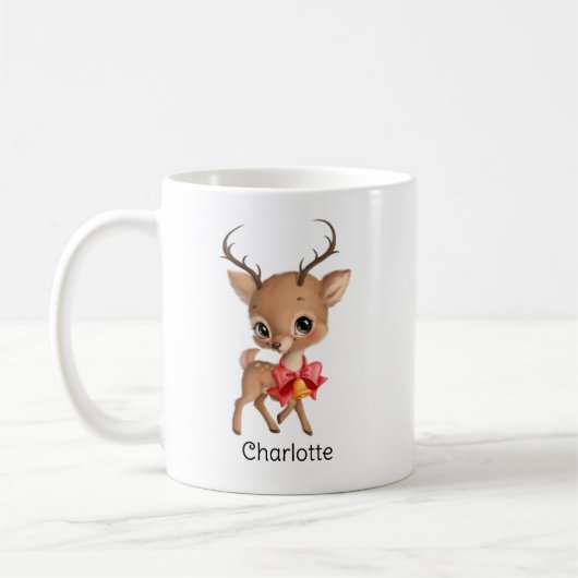 Cute Baby Reindeer Persoonlijke Kerstmis kinder Koffiemok (Links)