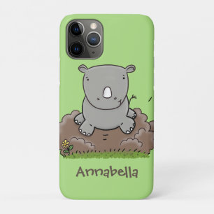 Cute baby rhino cartoon illustratie iPhone 11 pro hoesje