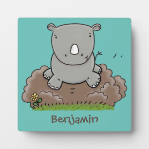 Cute baby rhino cartoon illustratie fotoplaat