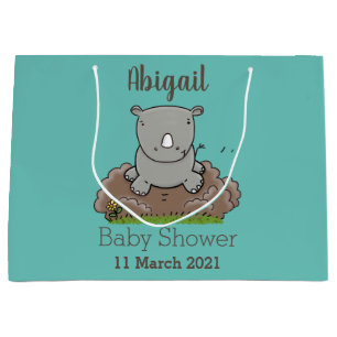 Cute baby rhino cartoon illustratie groot cadeauzakje