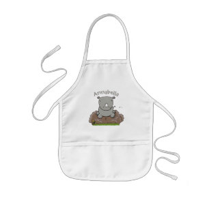 Cute baby rhino cartoon illustratie kinder schort
