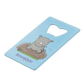 Cute baby rhino cartoon illustratie kredietkaart flessenopener (Achterkant Gekanteld)