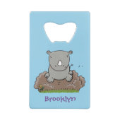 Cute baby rhino cartoon illustratie kredietkaart flessenopener (Achterkant)
