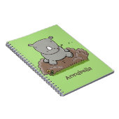 Cute baby rhino cartoon illustratie notitieboek (Rechterzijde)