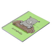 Cute baby rhino cartoon illustratie notitieboek (Linkerzijde)